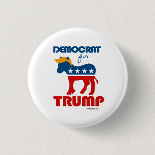 Democrat For Trump 3 Cm Round Badge