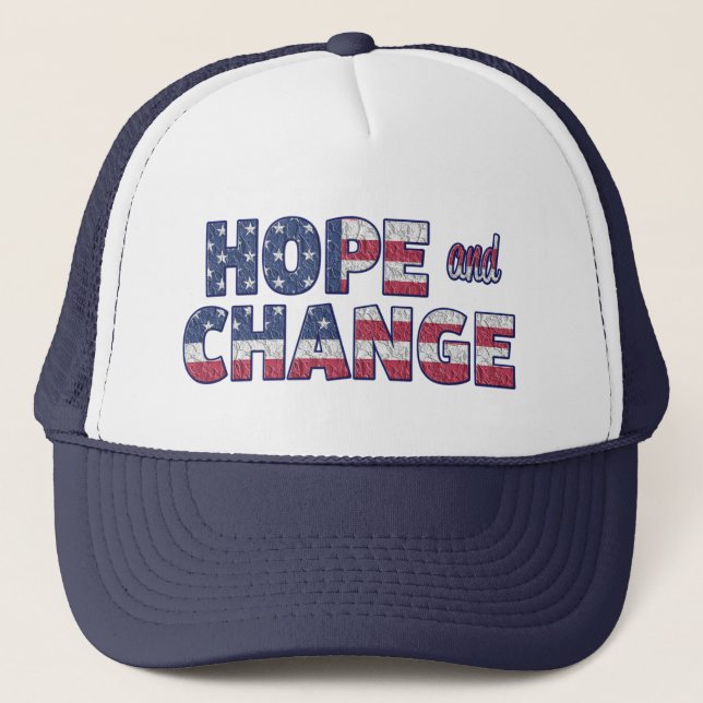 Democrat Hope and ChangeAmerican Flag Baseball Cap (Front)