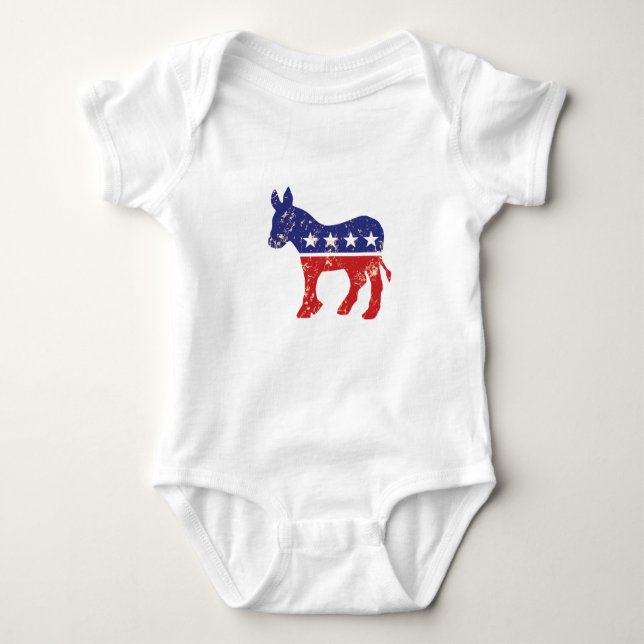 Democrat Original Donkey Distressed Tan Baby Bodysuit (Front)