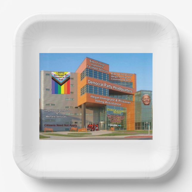 Democrat party HQ Paper Plate (Front)