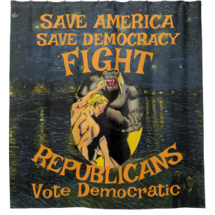 DEMOCRAT PARTY ZL X1 KP HEALTHCARE COST PRICE SHOWER CURTAIN