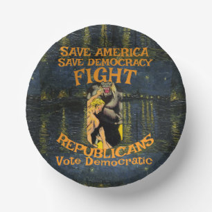 DEMOCRAT ZL X1 KP PARTY VOTE ELECTION COST TEE PAPER PLATE
