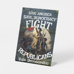 DEMOCRAT ZL X1 KP PARTY VOTE ELECTION COST TEE PEDESTAL SIGN