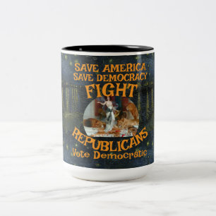 DEMOCRAT ZL X1 KP PARTY VOTE ELECTION COST TEE Two-Tone COFFEE MUG