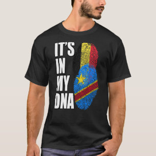 Democratic Congolese And Belgian Mix DNA Flag Heri T-Shirt