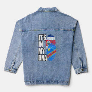 Democratic Congolese And Costa Rican Mix Dna Flag Denim Jacket
