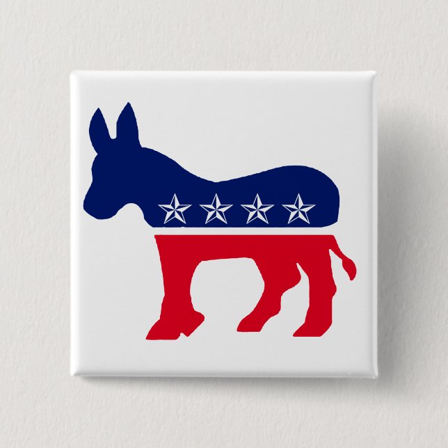 Democratic Donkey 15 Cm Square Badge (Front)