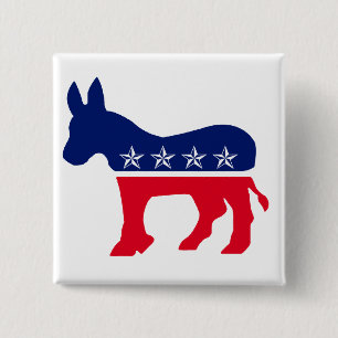 Democratic Donkey 15 Cm Square Badge