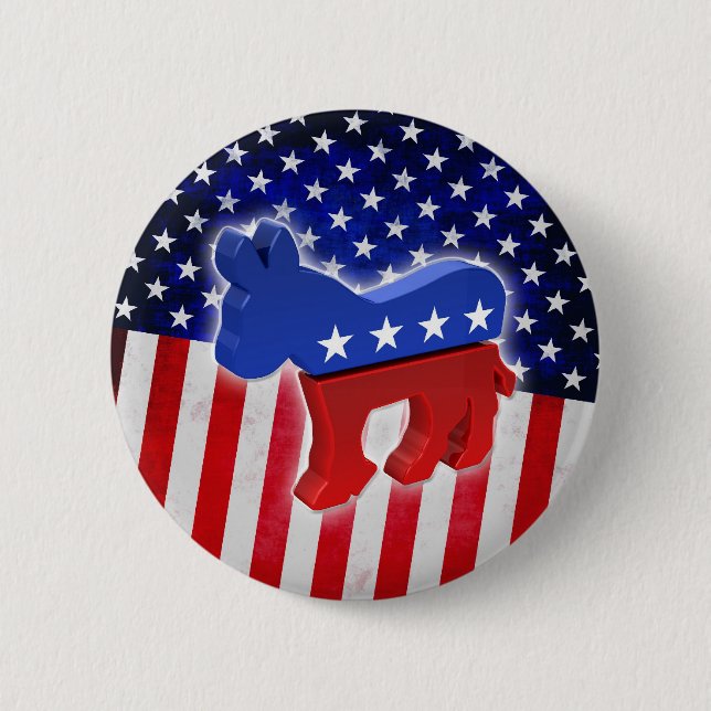 Democratic Donkey 6 Cm Round Badge (Front)