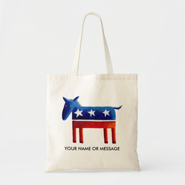 Democratic Donkey Custom Name Or Message Tote Bag (Front)