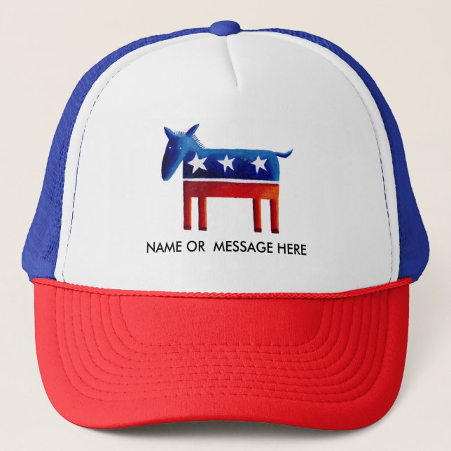 Democratic Donkey Custom Name Or Message Trucker Hat (Front)
