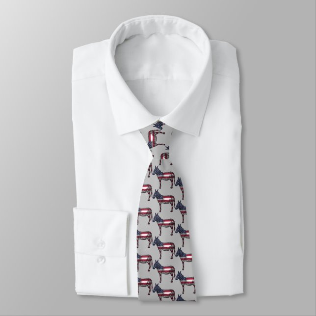 Democratic Donkey Neck Tie (Tied)