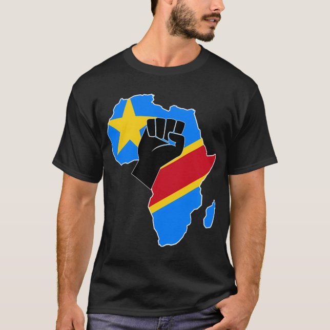 Democratic Republic Of Congo Flag Pride Africa Map T-Shirt (Front)