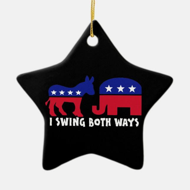 Democratic Republican Swing Voter Ceramic Tree Decoration (Front)