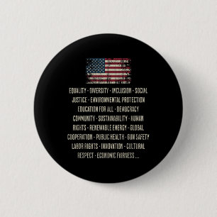 Democrats Values Equality Diversity Education 6 Cm Round Badge