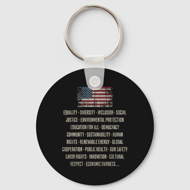 Democrats Values Equality Diversity Education  Key Ring (Front)