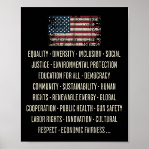 Democrats Values Equality Diversity Education Poster