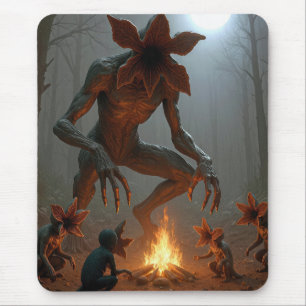 Demogorgon Creatures Around a Campfire Mouse Pad