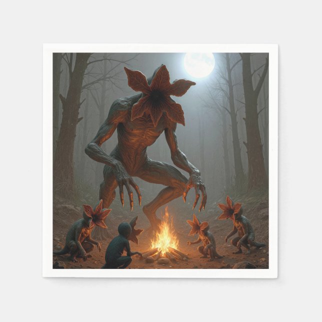 Demogorgon Creatures Around a Campfire Napkin (Front)