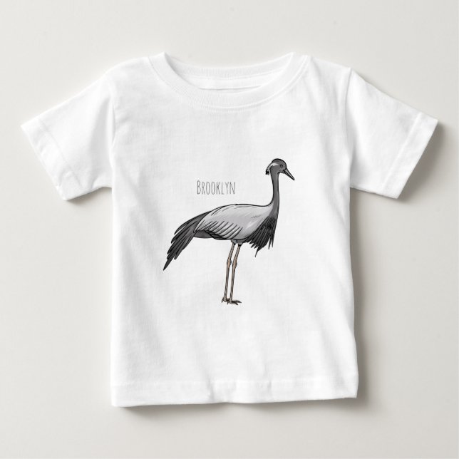 Demoiselle crane bird cartoon illustration baby T-Shirt (Front)