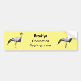 Demoiselle crane bird cartoon illustration bumper sticker