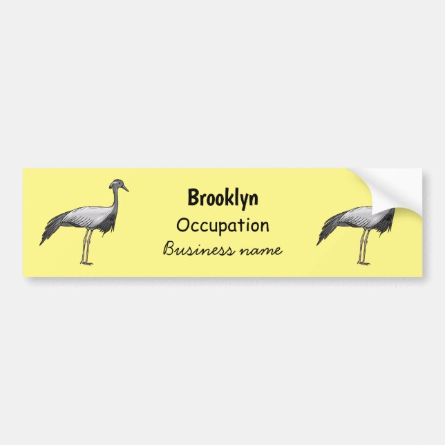 Demoiselle crane bird cartoon illustration bumper sticker (Front)