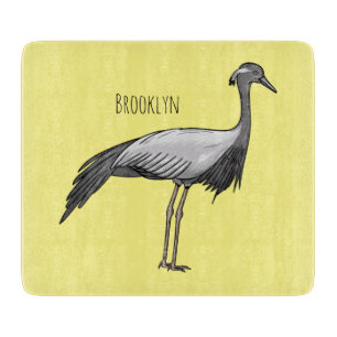 Demoiselle crane bird cartoon illustration cutting board