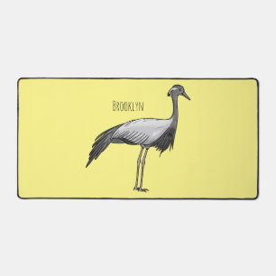 Demoiselle crane bird cartoon illustration  desk mat
