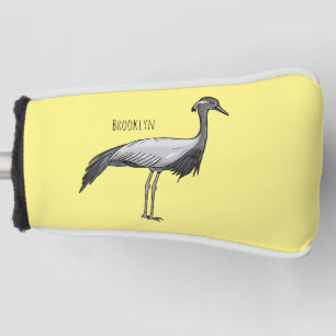 Demoiselle crane bird cartoon illustration golf head cover