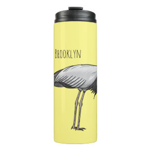 Demoiselle crane bird cartoon illustration thermal tumbler