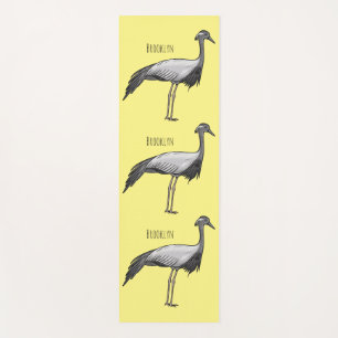 Demoiselle crane bird cartoon illustration yoga mat