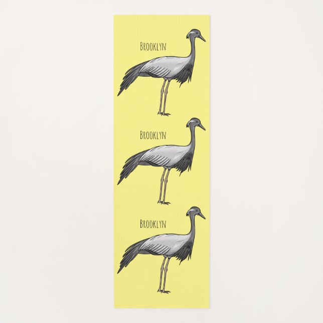 Demoiselle crane bird cartoon illustration  yoga mat (Front)