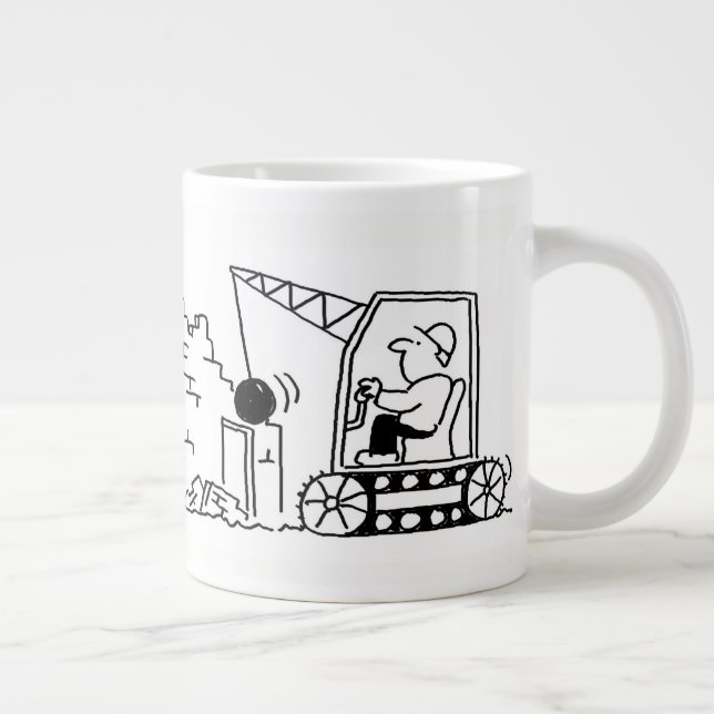 Demolition Contractor Cartoon Large Coffee Mug (Right)