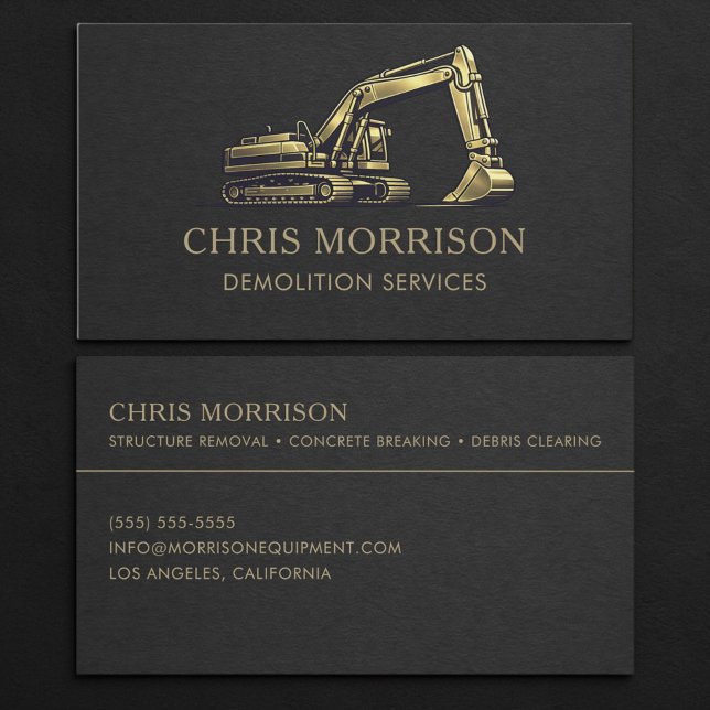Demolition Services Excavator Professional Business Card (Creator Uploaded)