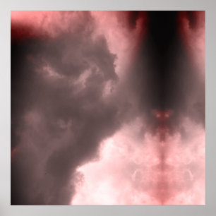 Demon and a dragon fighting in the red sky poster