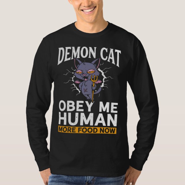 Demon Cat  Satanic Witchcraft Baphomet Gothic Occu T-Shirt (Front)