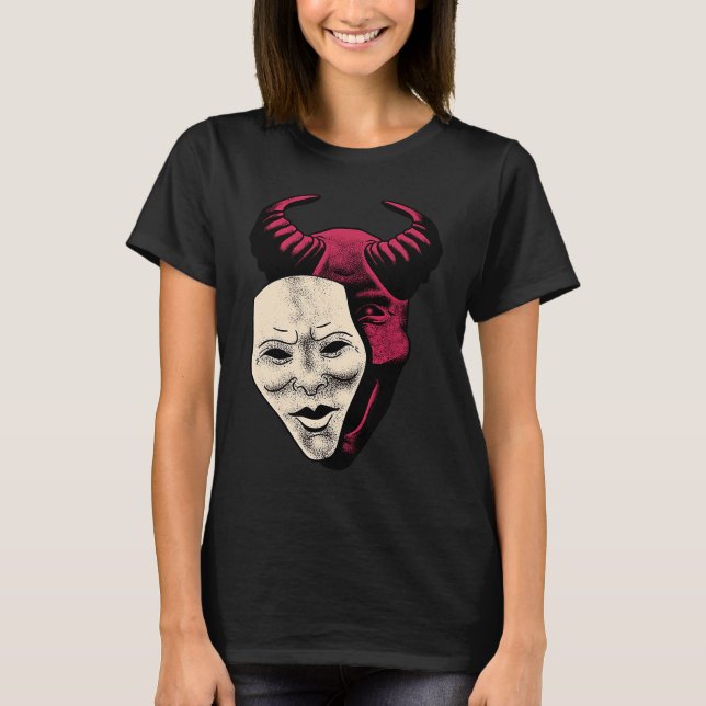 Demon Devil Mask Vaporwave Demon T-Shirt (Front)