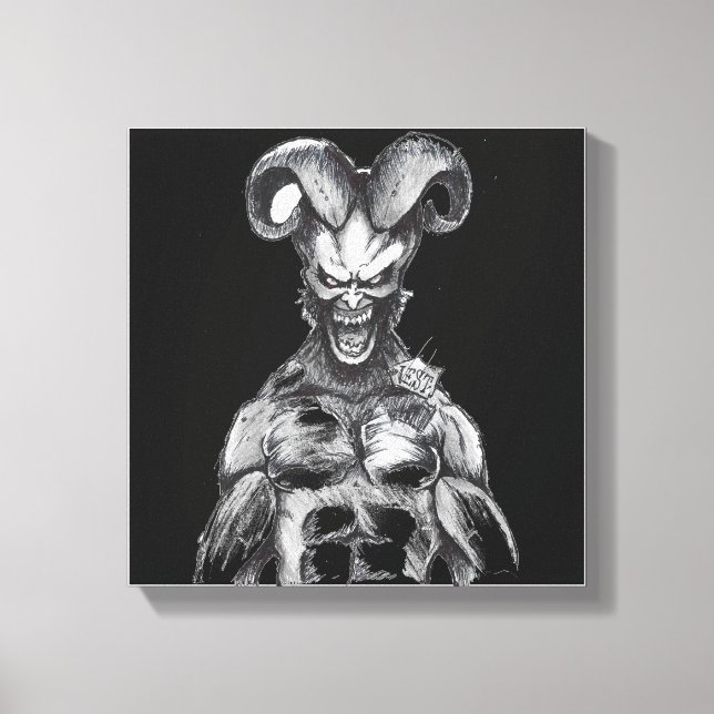 Demon drawing on black  Canvas Print (Front)