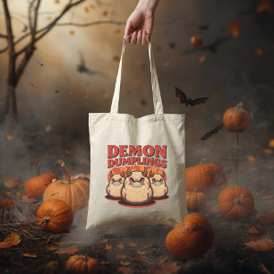 Demon Dumplings Funny Halloween Food Pun Tote Bag