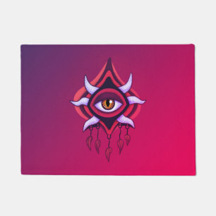 Demon Eye - Whimsigoth Horror Art in Pink Doormat