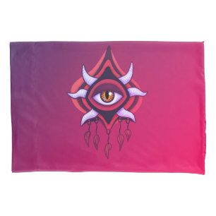 Demon Eye - Whimsigoth Horror Art in Pink Pillowcase
