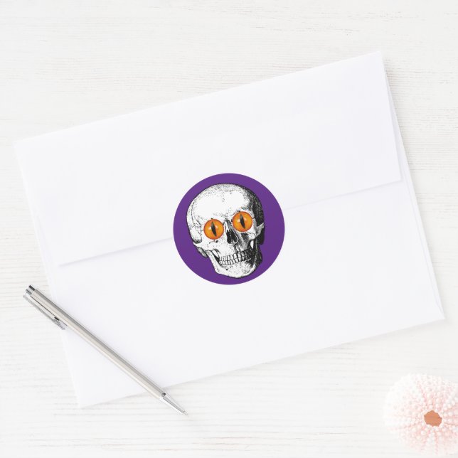 Demon Eyed Skull Classic Round Sticker (Envelope)