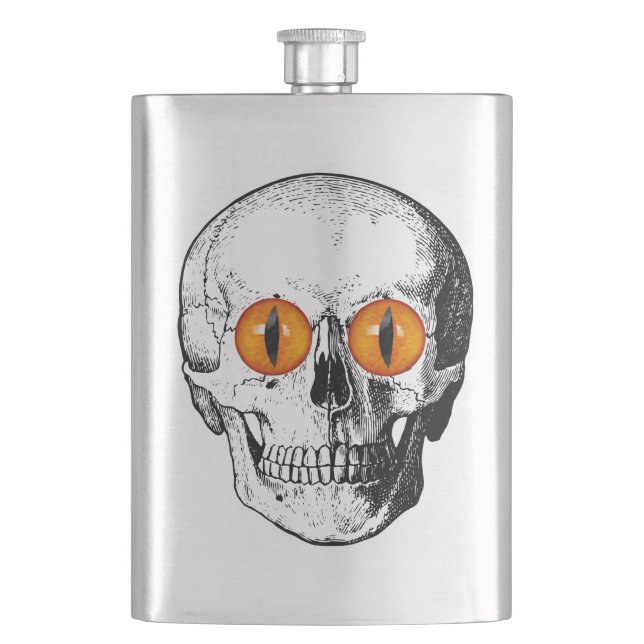 Demon Eyed Skull Hip Flask (Front)