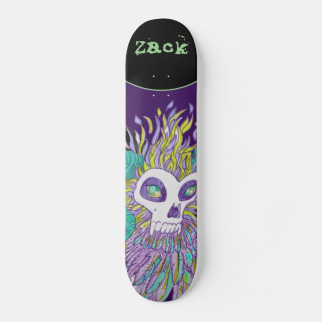 Demon Feathers Spooky Monster Skateboard (Front)