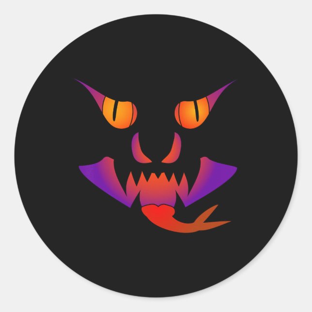 Demon Jack O Lantern  Classic Round Sticker (Front)