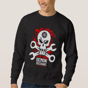 Demon Mechanic Skull Wrench Car Repair Engineer Sweatshirt