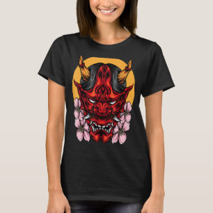 Demon Oni Mask With Sakura T-Shirt