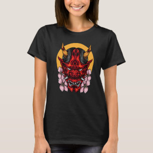 Demon Oni Mask With Sakura T-Shirt