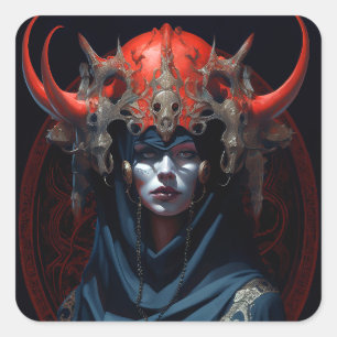 Demon Queen Fantasy Art Square Sticker