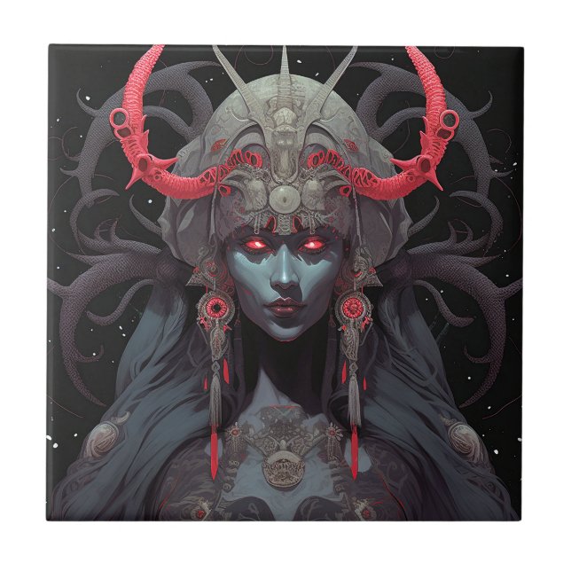 Demon Queen Fantasy Art Tile (Front)